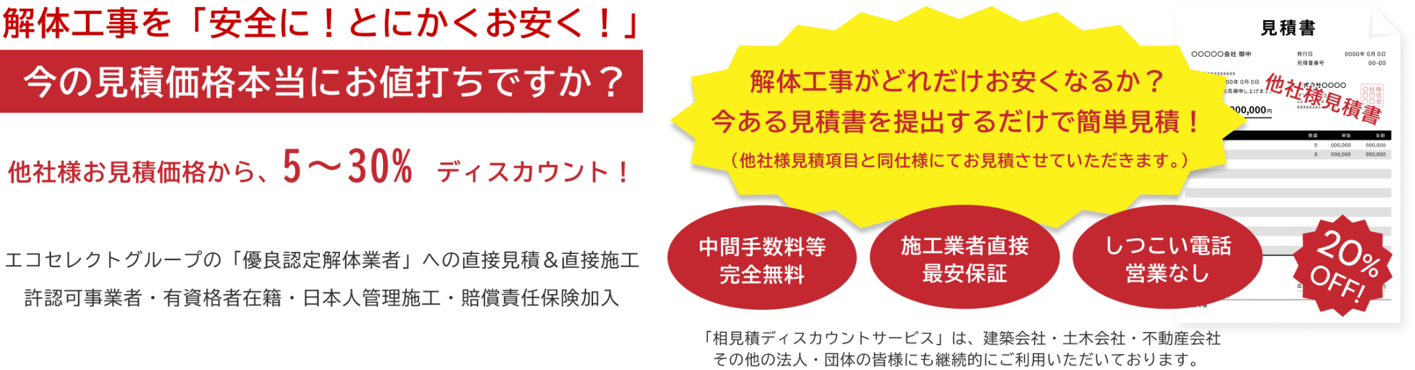 解体工事を「安全に！とにかくお安く！」今の見積価格本当にお値打ちですか？