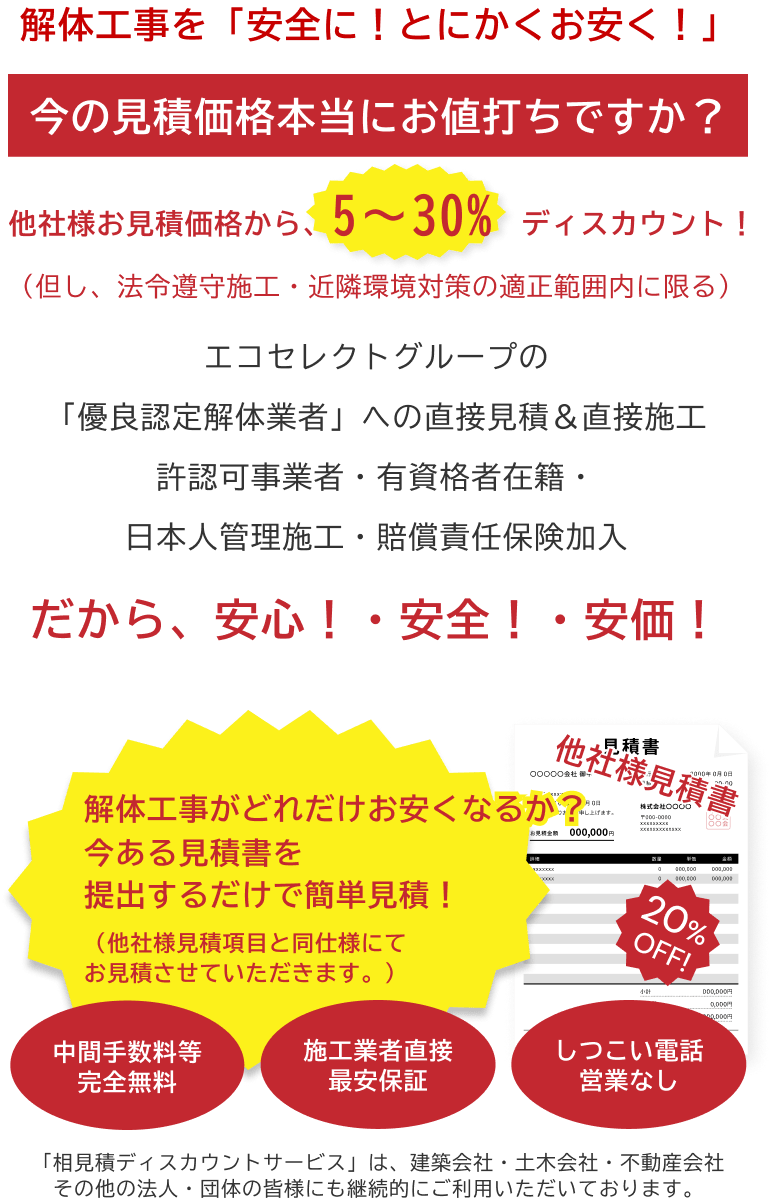 解体工事を「安全に！とにかくお安く！」今の見積価格本当にお値打ちですか？